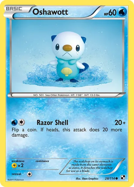 Oshawott, Pokémon card BLW 28 — Black & White set