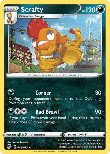 Scrafty, Pokémon card CPA 42 — Champion's Path set