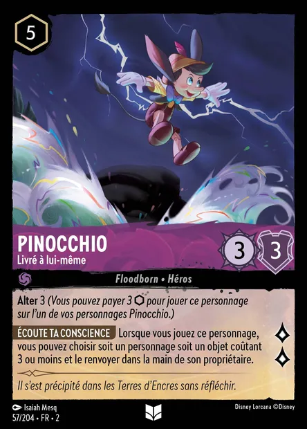 Pinocchio - Livré à lui-même, carte Disney Lorcana CH2-057 — extension L'Ascension des Floodborn