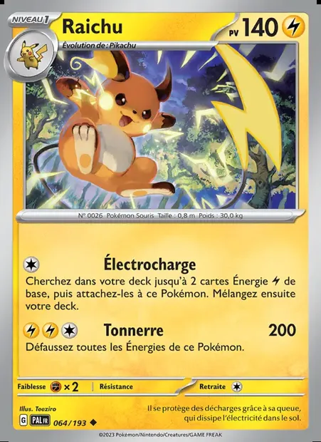 Raichu, carte Pokémon PAL 064 — extension Évolutions à Paldea