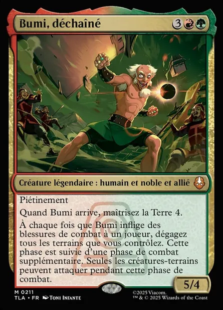 Bumi, déchaîné, carte Magic TLA 211 — extension Avatar: The Last Airbender