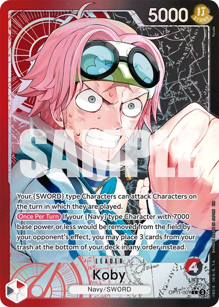 Koby, One Piece card OP11-001 — A FIST OF DIVINE SPEED set