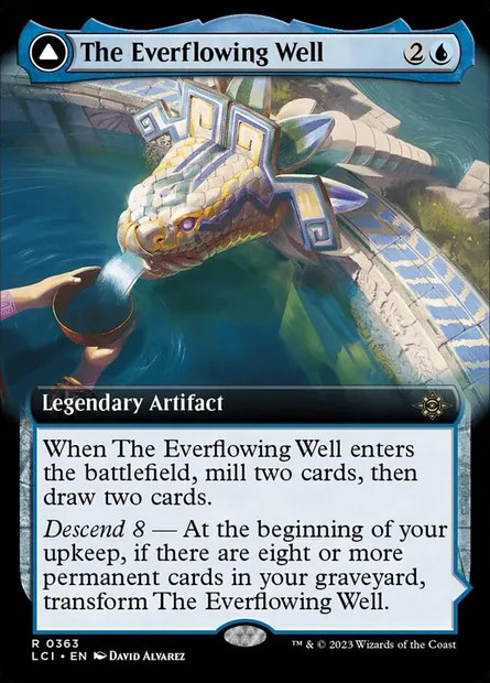 Le puits toujours ruisselant // Les Bassins myriadaires, carte Magic LCI 363 — extension The Lost Caverns of Ixalan