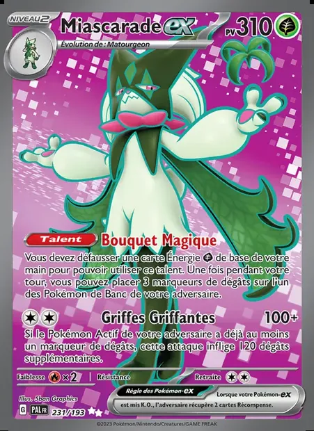 Miascarade-ex, carte Pokémon PAL 231 — extension Évolutions à Paldea