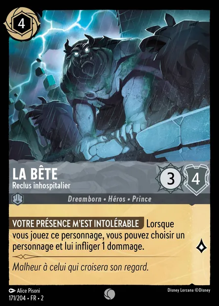 La Bête - Reclus inhospitalier, carte Disney Lorcana CH2-171 — extension L'Ascension des Floodborn