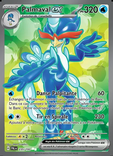 Palmaval-ex, carte Pokémon PAL 235 — extension Évolutions à Paldea