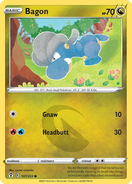 Bagon, Pokémon card EVS 107 — Evolving Skies set
