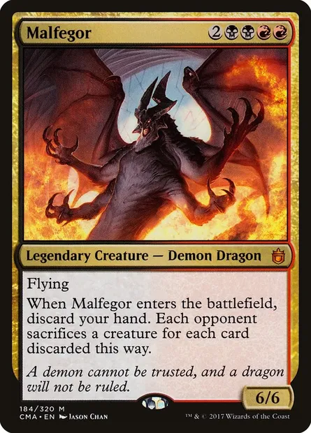 Malfégor, carte Magic CMA 184 — extension Commander Anthology