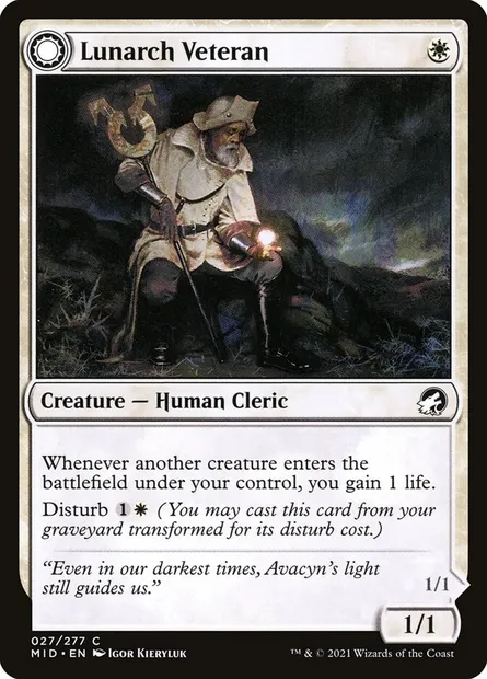 Lunarch Veteran // Luminous Phantom, Magic card MID 27 — Innistrad: Midnight Hunt set