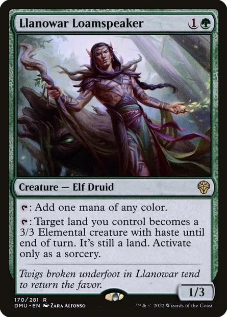 Llanowar Loamspeaker, Magic card DMU 170 — Dominaria United set