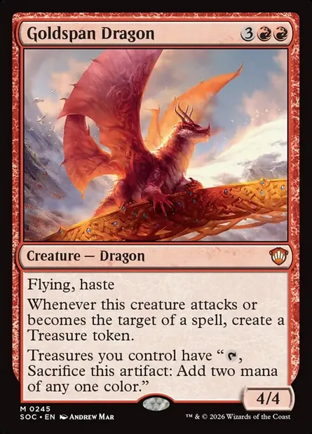Goldspan Dragon, Magic card SOC 245 — Secrets of Strixhaven Commander set
