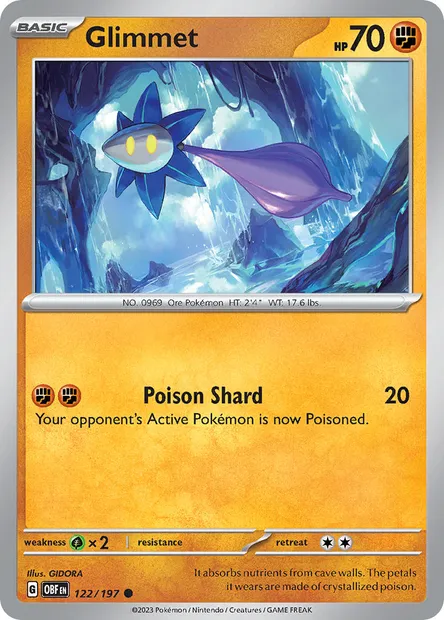 Glimmet, Pokémon card OBF 122 — Obsidian Flames set