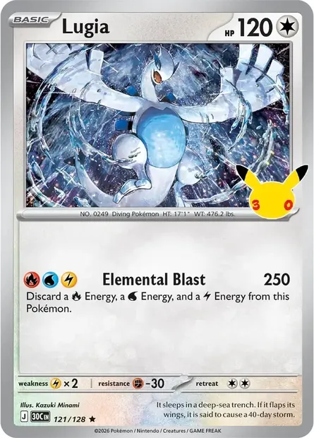 Lugia, Pokémon card 30C 121 — 30th Celebration set