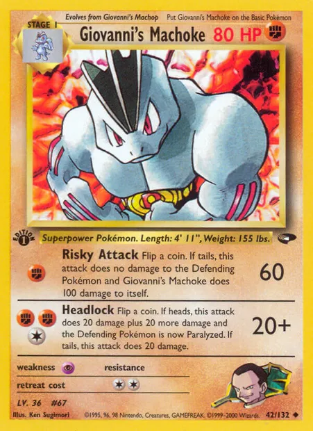 Giovanni's Machoke, Pokémon card GC 42 — Gym Challenge set