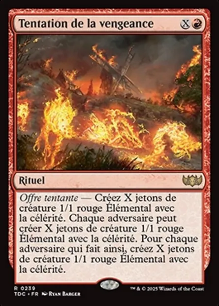 Tentation de la vengeance, carte Magic TDC 239 — extension Tarkir: Dragonstorm Commander