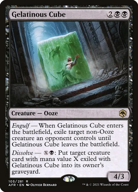 Gelatinous Cube, Magic card AFR 105 — Adventures in the Forgotten Realms set