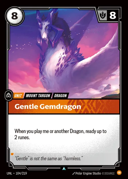 Gentle Gemdragon, carte Riftbound UNL 104 — extension Unleashed