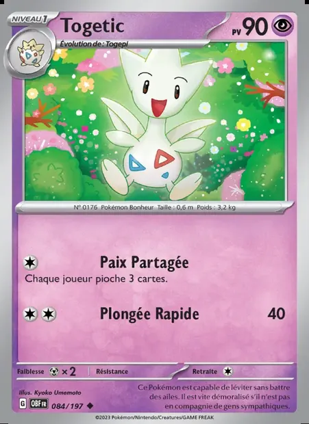 Togetic, carte Pokémon OBF 084 — extension Flammes Obsidiennes