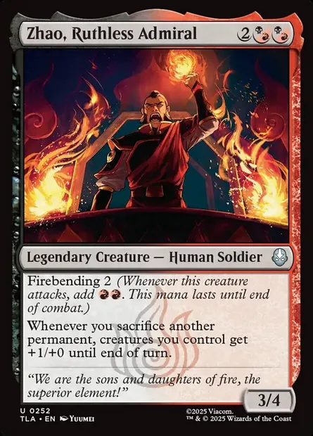 Zhao, Ruthless Admiral, Magic card TLA 252 — Avatar: The Last Airbender set