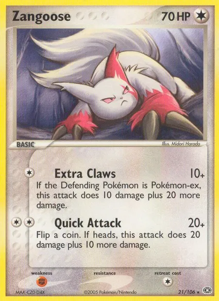 Zangoose, Pokémon card EM 21 — Emerald set