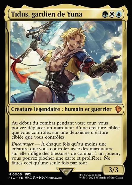 Tidus, gardien de Yuna, carte Magic FIC 5 — extension Final Fantasy Commander