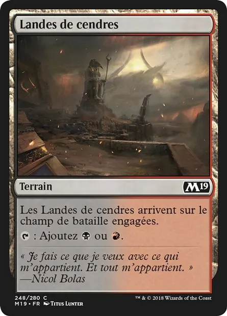 Landes de cendres, carte Magic M19 248 — extension Core Set 2019
