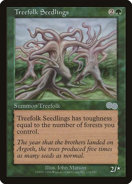 Treefolk Seedlings, Magic card USG 278 — Urza's Saga set