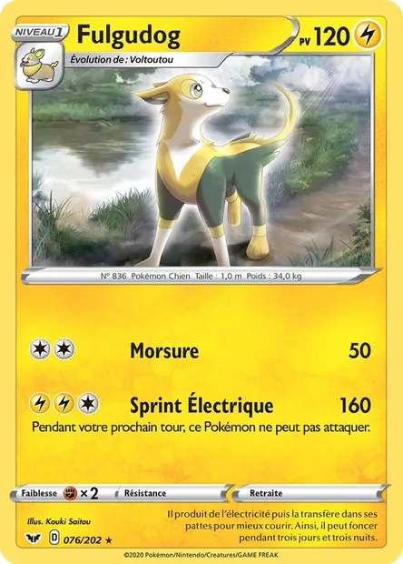 Fulgudog, carte Pokémon SSH 76 — extension Épée et Bouclier