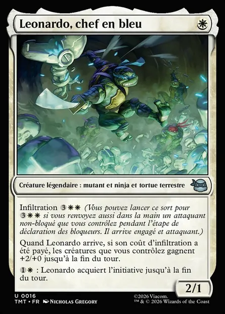 Leonardo, chef en bleu, carte Magic TMT 16 — extension Teenage Mutant Ninja Turtles