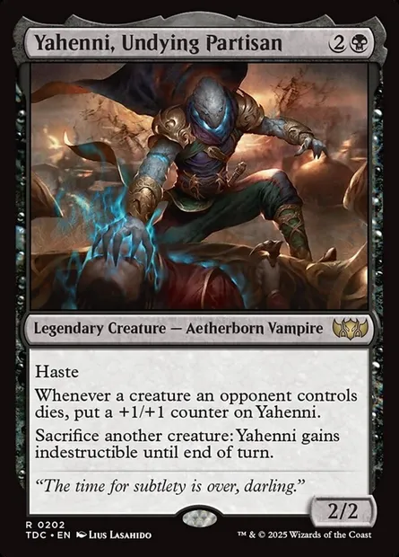 Yahenni, Undying Partisan, Magic card TDC 202 — Tarkir: Dragonstorm Commander set