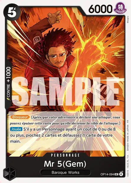 Mr 5(Gem), carte One Piece OP14-094 — extension LES SEPT DE LA MER D'AZUR