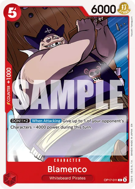 Blamenco, One Piece card OP17-011 — THE WORLD’S STRONGEST WARRIORS set