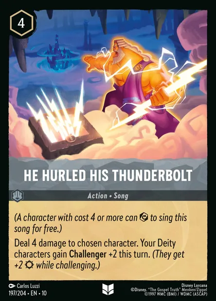 He Hurled His Thunderbolt, Disney Lorcana card CH10-197 — Whispers in the Well set