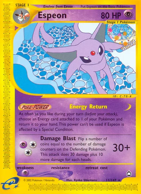 Espeon, Pokémon card AQ 11 — Aquapolis set