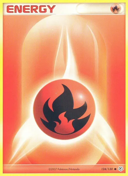 Énergie Feu, carte Pokémon DP 124 — extension Diamant & Perle