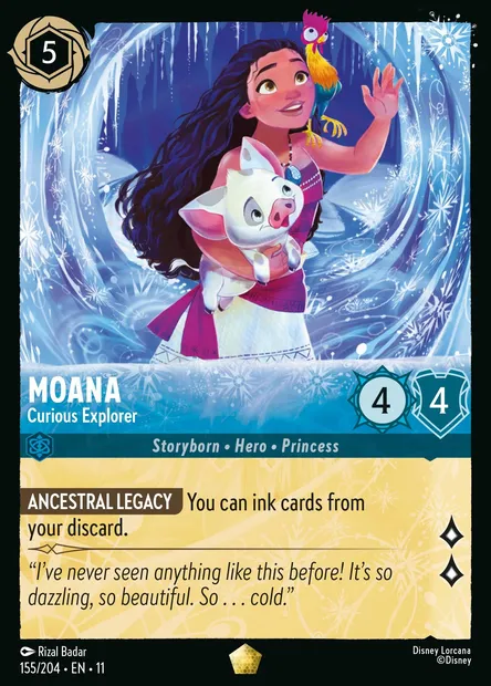 Moana - Curious Explorer, Disney Lorcana card CH11-155 — Winterspell set