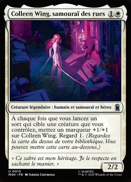 Colleen Wing, samouraï des rues, carte Magic MSH 13 — extension Marvel Super Heroes
