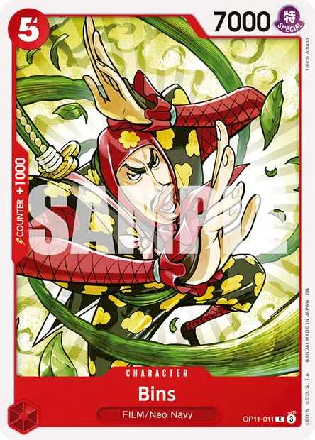 Bins, One Piece card OP11-011 — A FIST OF DIVINE SPEED set