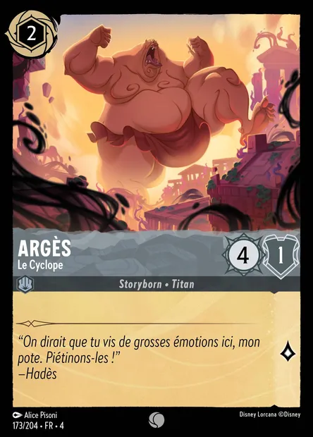 Argès - Le Cyclope, carte Disney Lorcana CH4-173 — extension Le Retour d'Ursula
