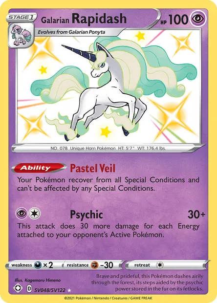 Galarian Rapidash, Pokémon card SHF SV048 — Shining Fates set