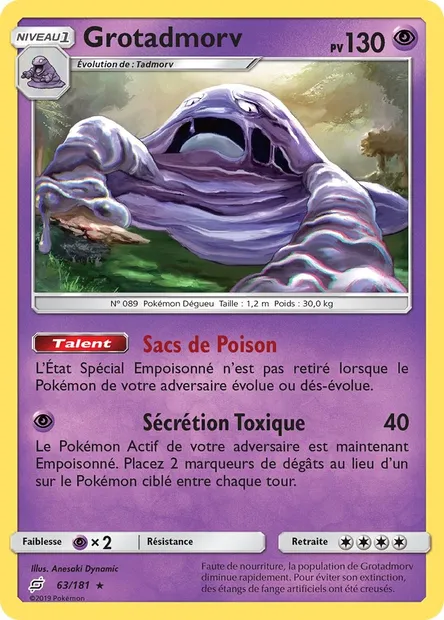 Grotadmorv, carte Pokémon TEU 63 — extension Duo de Choc