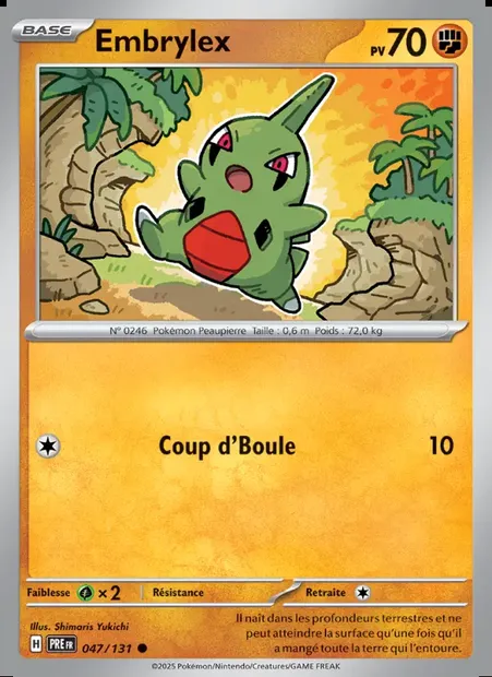 Embrylex, carte Pokémon PRE 047 — extension Évolutions Prismatiques