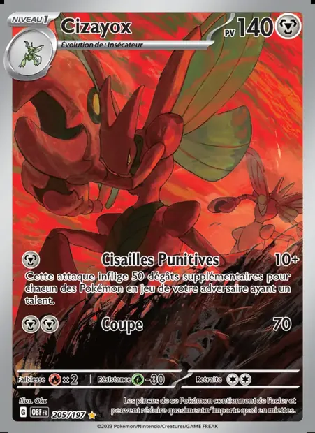 Cizayox, carte Pokémon OBF 205 — extension Flammes Obsidiennes