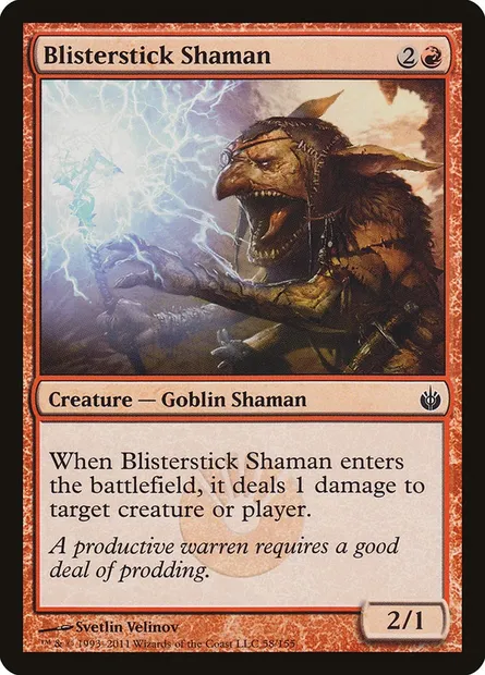 Blisterstick Shaman, Magic card MBS 58 — Mirrodin Besieged set