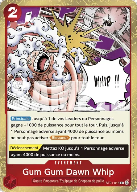 Gum Gum Dawn Whip, carte One Piece ST21-016 — extension GEAR 5TH