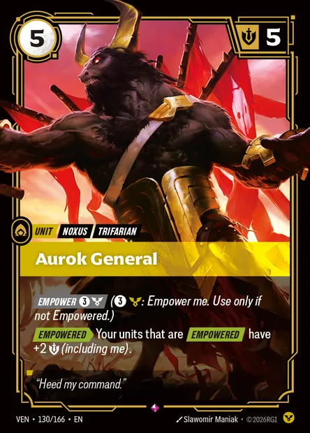 Aurok General, carte Riftbound VEN 130 — extension Vendetta