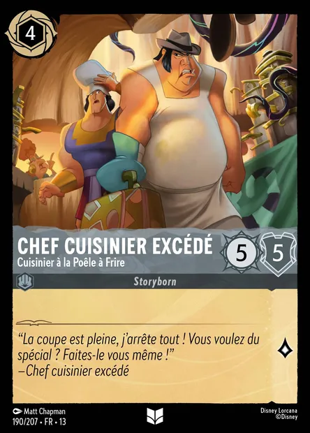 Chef cuisinier excédé - Cuisinier à la Poêle à Frire, carte Disney Lorcana CH13-190 — extension Invasion Epineuse!