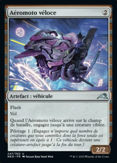 Aéromoto véloce, carte Magic NEO 247 — extension Kamigawa: La Dynastie Néon