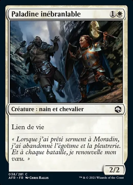 Paladine inébranlable, carte Magic AFR 38 — extension Forgotten Realms: Aventures dans les Royaumes Oubliés