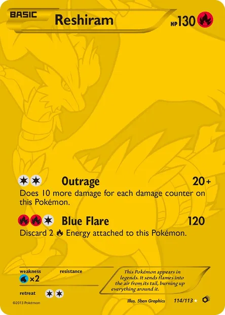 Reshiram, Pokémon card LTR 114 — Legendary Treasures set